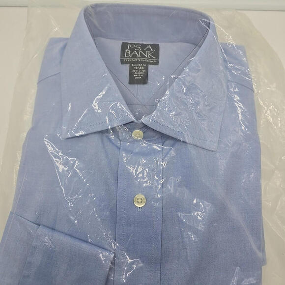 JOS A BANK Traveler Tailored Fit Blue 100% Cotton Dress Shirt‎ Sz 16 - 36 - Picture 2 of 10
